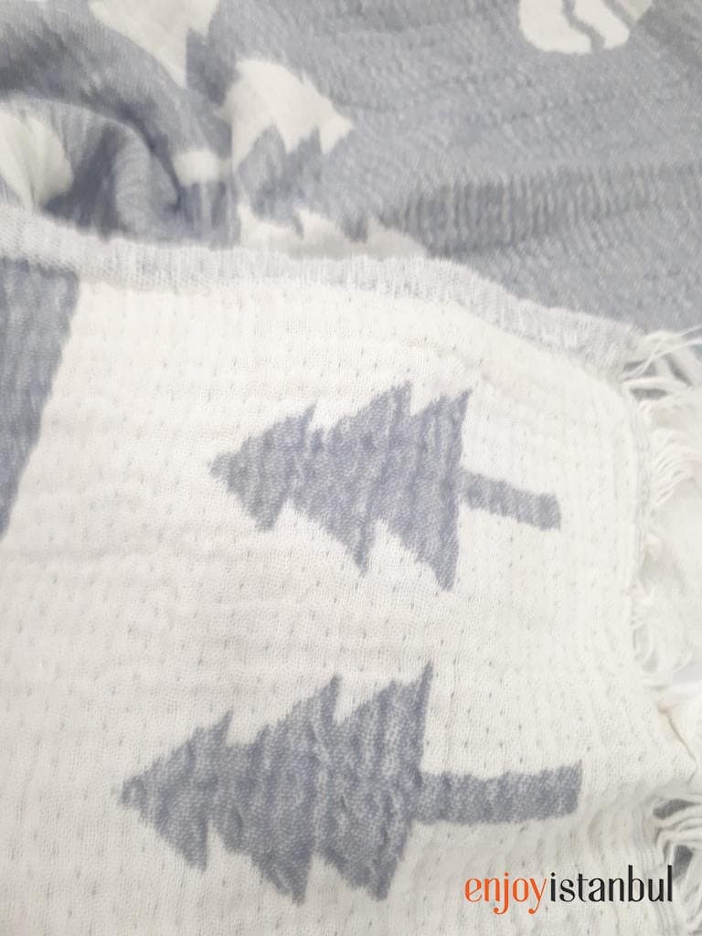Nature-Inspired Deer Design Gray and White Bath Towel