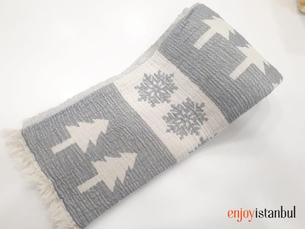 Nature-Inspired Deer Design Gray and White Bath Towel