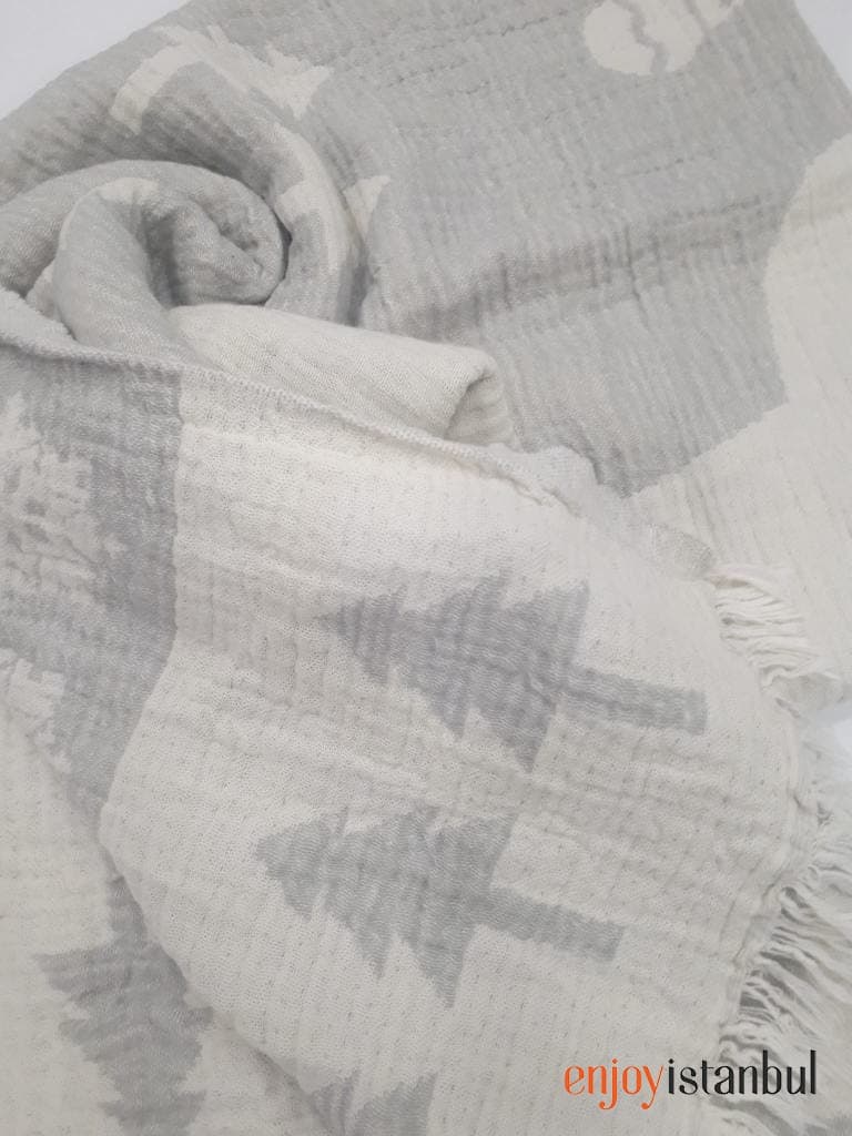 Nature-Inspired Deer Design Gray and White Bath Towel