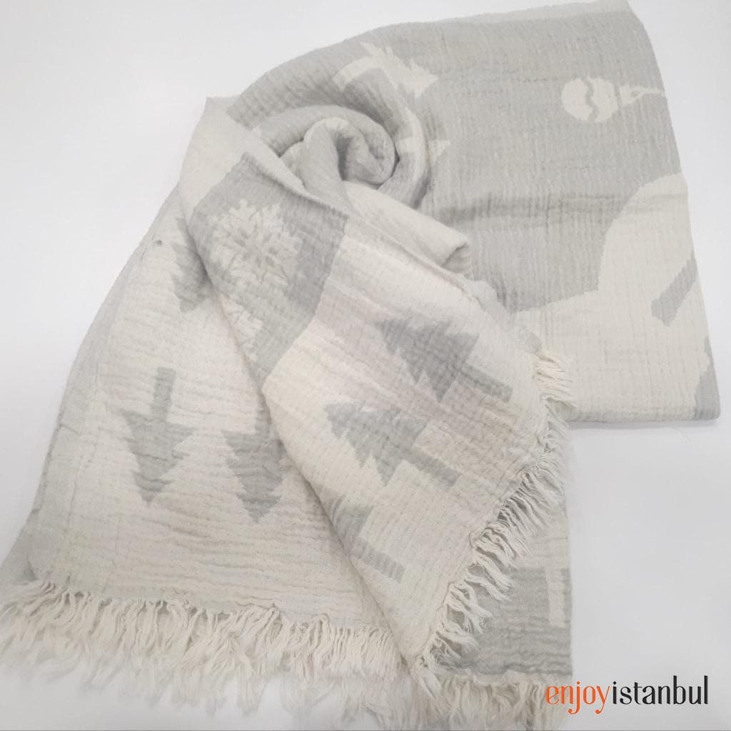 Nature-Inspired Deer Design Gray and White Bath Towel