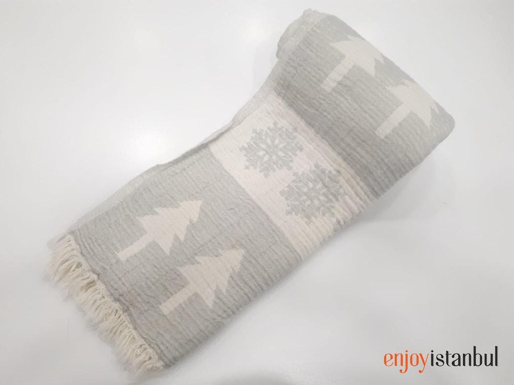 Nature-Inspired Deer Design Gray and White Bath Towel