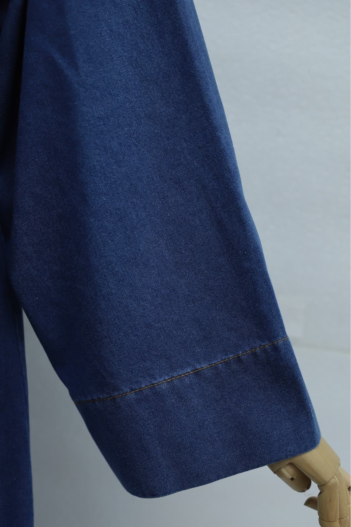 Long Denim Kimono with Belt, Brooch, and Slit